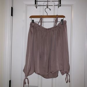 L.A Hearts off the shoulder purple satin blouse.